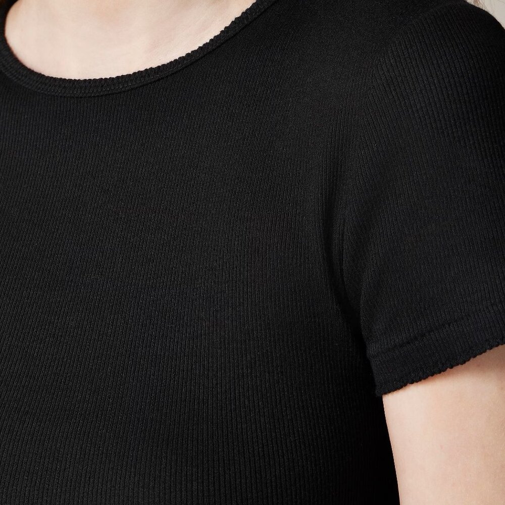 J. Crew Fine Rib Short-Sleeve T-Shirt Black Size S - Picture 9 of 9